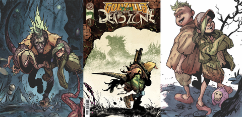 Godzilla: Escape the Deadzone comic book IDW Publishing character designs for Runt, Glasseater, and the Wanderer 