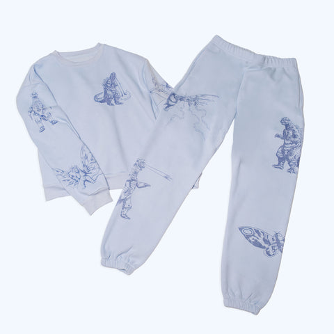 Godzilla Kaiju Print Sweatpants - Blue