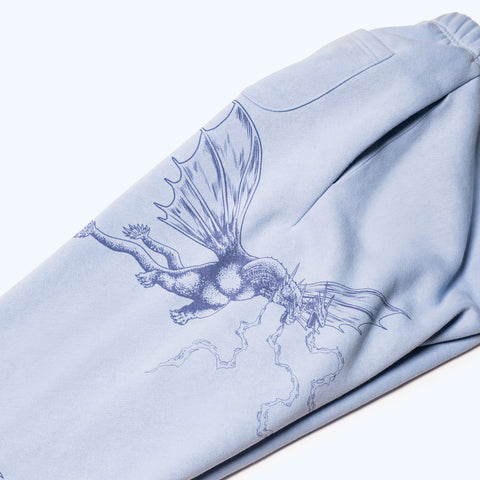 Godzilla Kaiju Print Sweatsuit Set - Blue