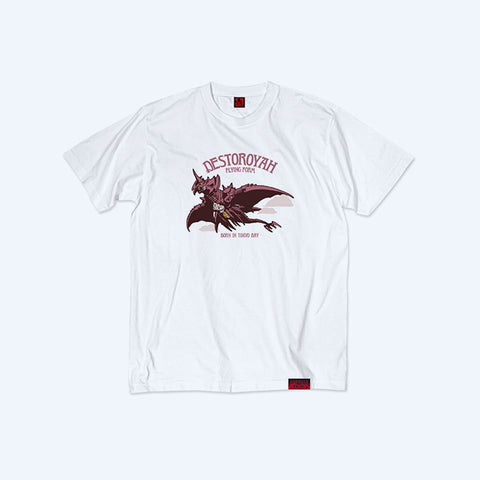Godzilla vs. Destoroyah 30th Anniversary Scene Illustration T-Shirt 3 (Destoroyah (Flying Object)) White