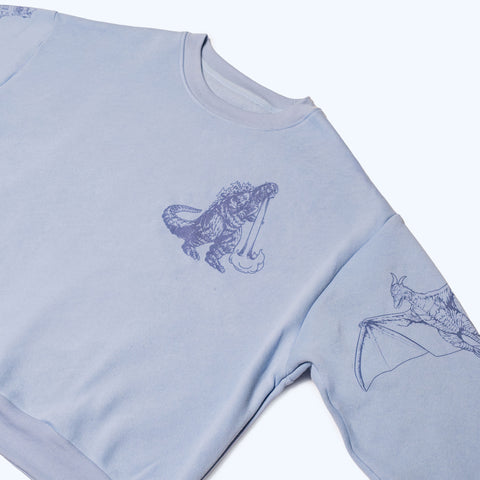 Godzilla Kaiju Print Sweatsuit Set - Blue