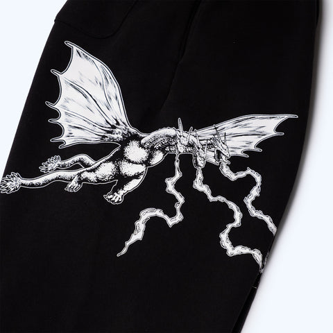 Godzilla Kaiju Print Sweatsuit Set - Black