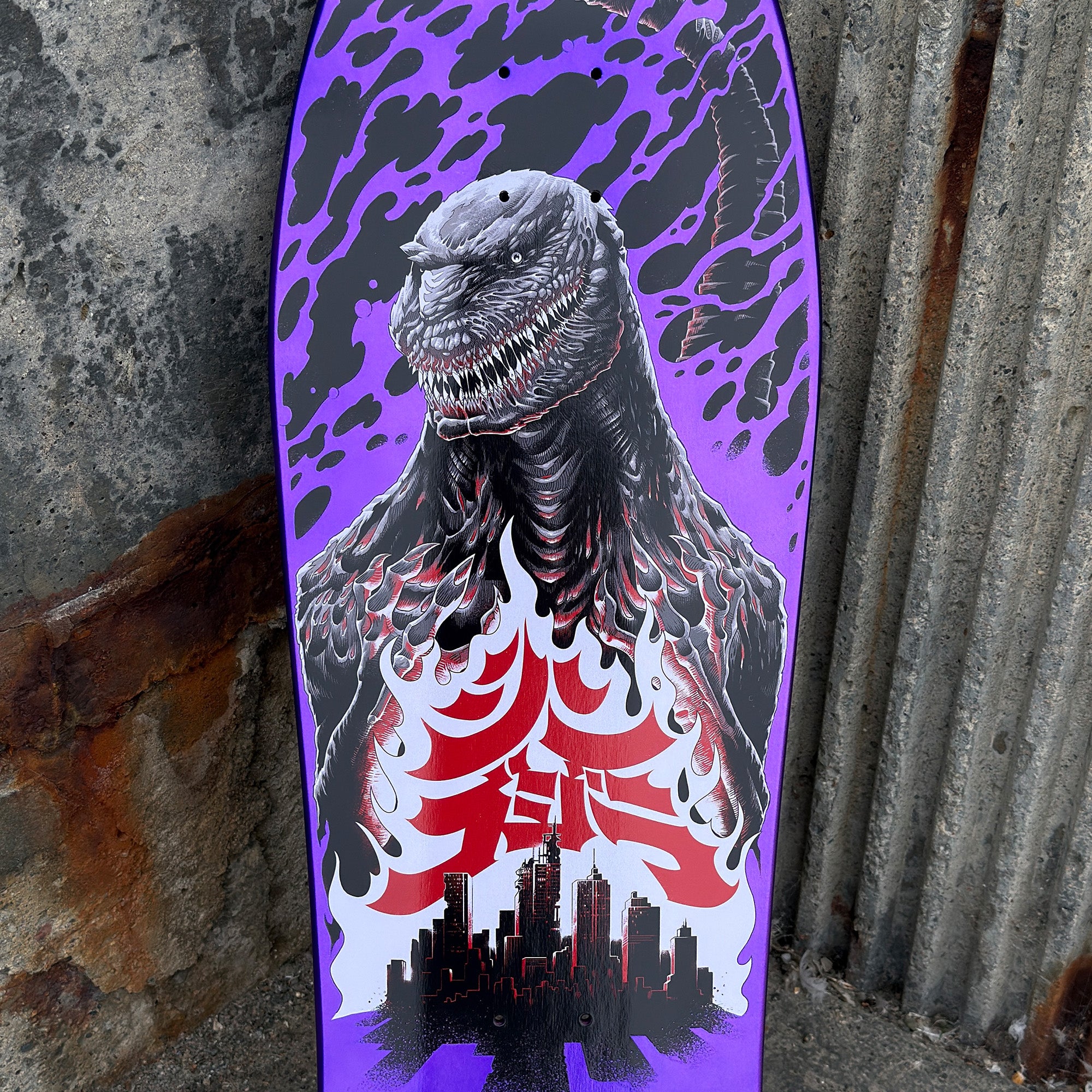 Santa Cruz Shin Godzilla Knox Firepit Purple Skateboard Deck