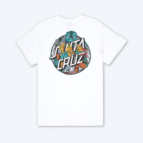 Santa Cruz Godzilla Kaiju Roskopp Dot Heavyweight White T-shirt