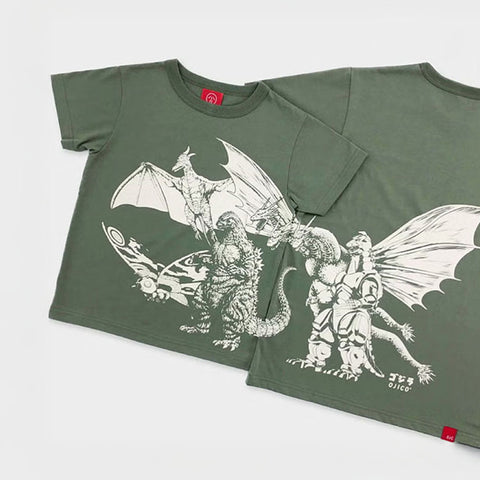 Godzilla｜OJICO Glow T-Shirt Monsters Olive Youth