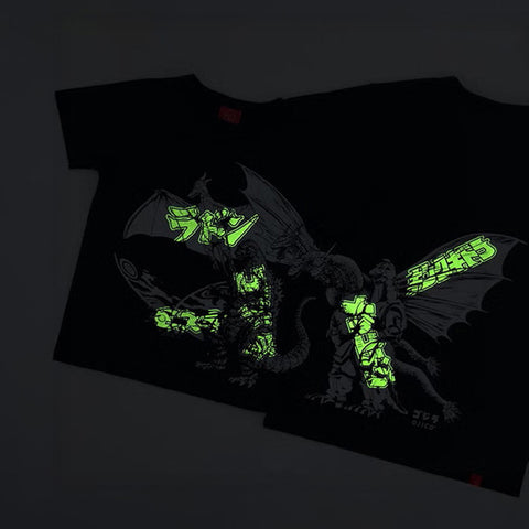 Godzilla｜OJICO Glow T-Shirt Monsters Olive Youth