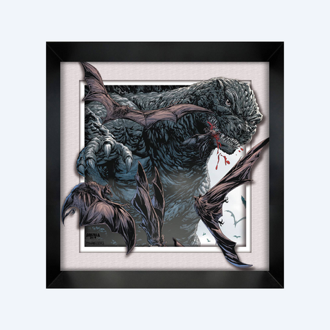 Godzilla Bats Swarming Framed Faux Matte Print