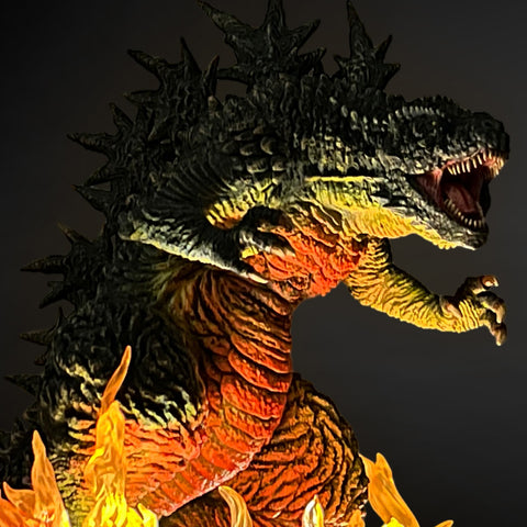 Godzilla Minus One First Form Odo Island Nightmare Version with Flaming Fire Effects 