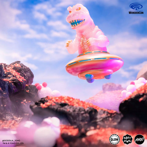 Godzilla UFO Vinyl Designer Figure by Octeel in Cherry Blossom