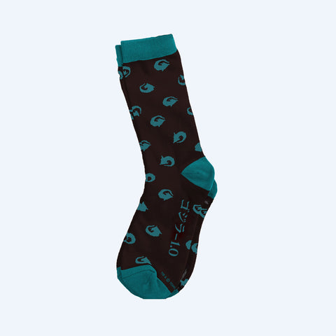 Godzilla Minus One Logo Socks (Grey and Teal)