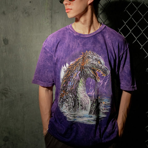Godzilla Purple Jumbo Print Tee - Purple Mineral