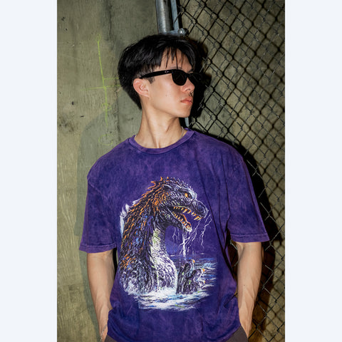 Godzilla Purple Jumbo Print Tee - Purple Mineral