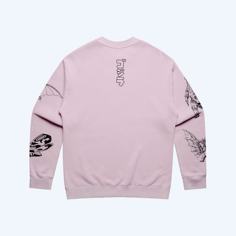 Godzilla Kaiju Print Sweatshirt - Light Pink