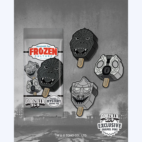 Godzilla x Frozen Culture Black and White Enamel Pin Set