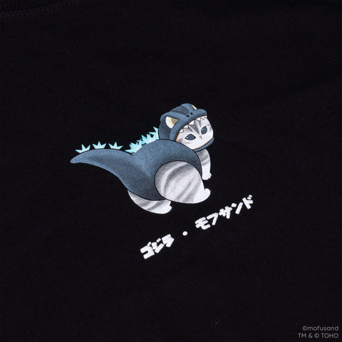 Godzilla mofusand Oversized Black T-Shirt