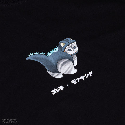 Godzilla mofusand Oversized Black T-Shirt