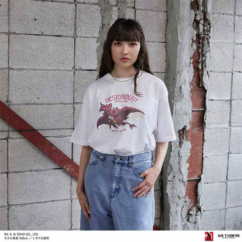 Godzilla vs. Destoroyah 30th Anniversary Scene Illustration T-Shirt 3 (Destoroyah (Flying Object)) White