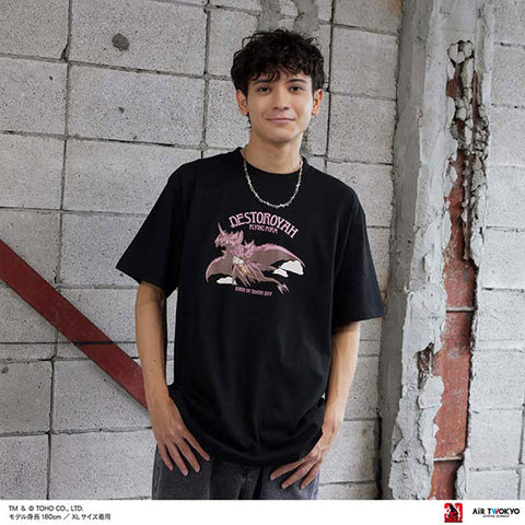 Godzilla vs. Destoroyah 30th Anniversary Scene Illustration T-Shirt 3 (Destoroyah (Flying Object)) Black