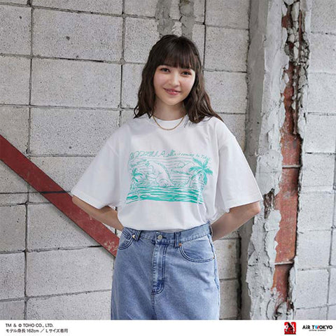 Godzilla vs. Destoroyah 30th Anniversary Scene Illustration T-Shirt 4 (Godzilla Jr.) White