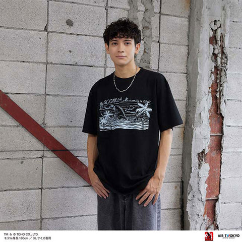 Godzilla vs. Destoroyah 30th Anniversary Scene Illustration T-Shirt 4 (Godzilla Jr.) Black