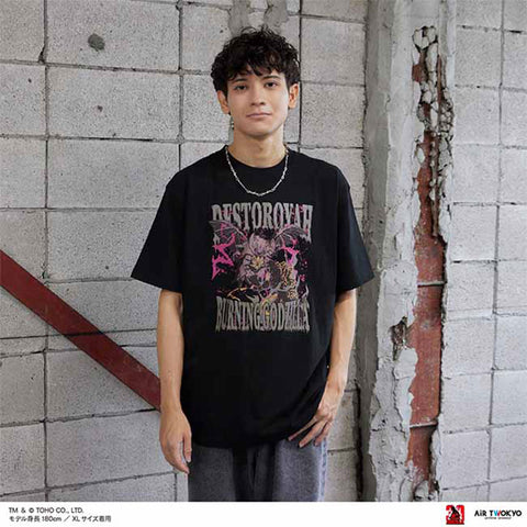 Godzilla vs. Destoroyah 30th Anniversary Scene Illustration T-Shirt 5 (Godzilla vs. Destoroyah) Black