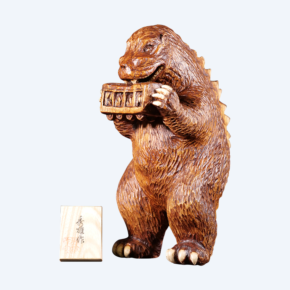 Traditional Hokkaido Wooden Carving of Godzilla (1954)