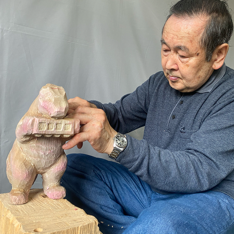 Traditional Hokkaido Wooden Carving of Godzilla (1954)