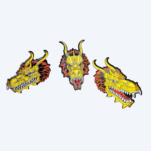 King Ghidorah Head Soft Enamel Pin Set