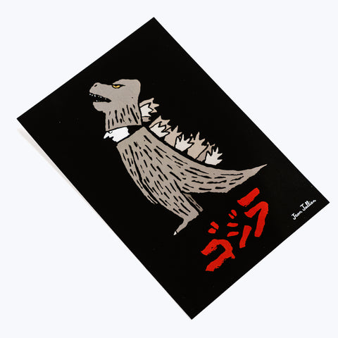 Godzilla the Art Jean Jullien Black Postcard