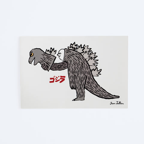 Godzilla the Art Jean Jullien White Postcard