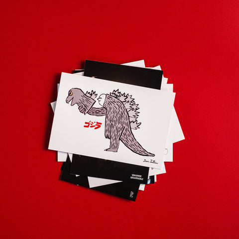 Godzilla the Art Jean Jullien White Postcard