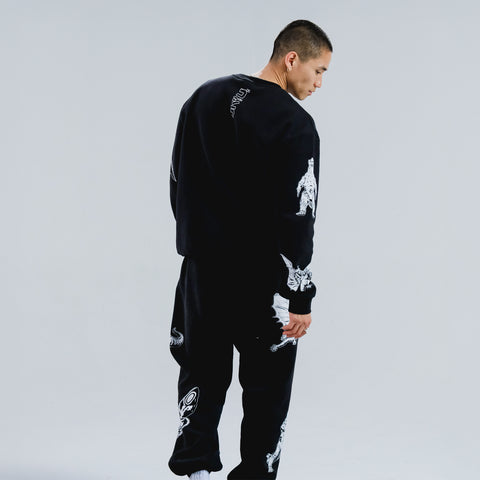Godzilla Kaiju Print Sweatpants - Black