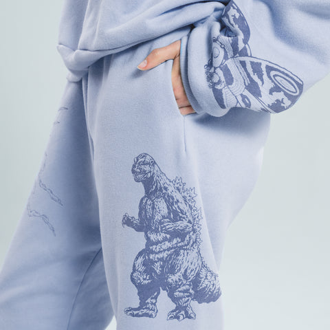 Godzilla Kaiju Print Sweatpants - Blue