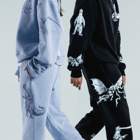 Godzilla Kaiju Print Sweatshirt - Black